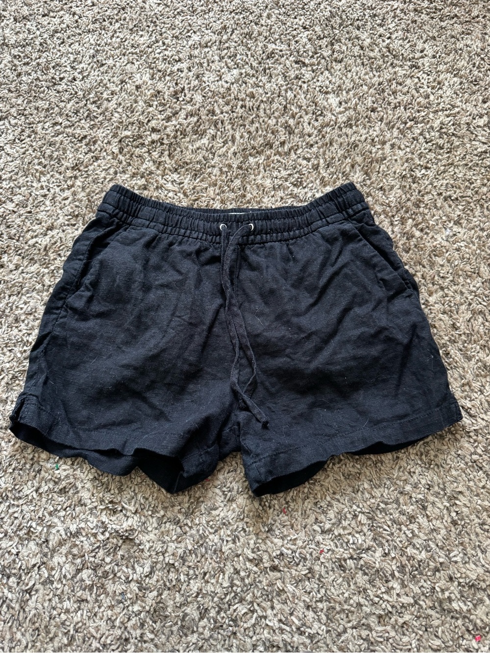 H&M Black High-Waist Drawstring Casual Shorts